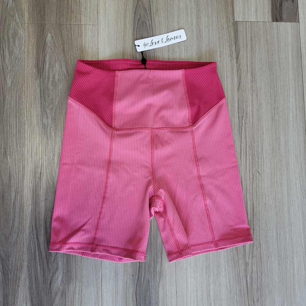 For Love And Lemons Pink Bike Shorts High-Waisted Stretchy NWT